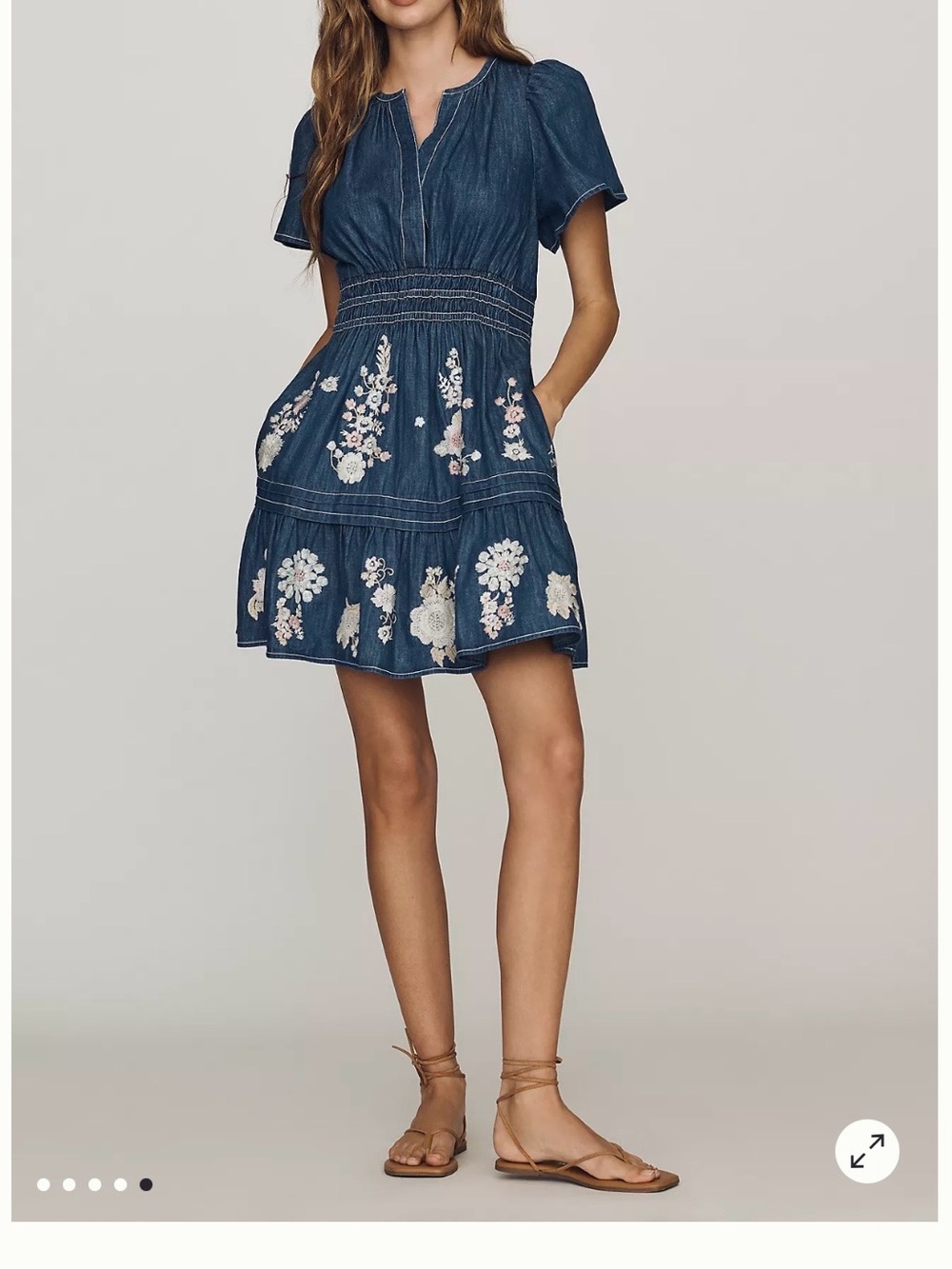 Anthropologie Indigo Blue Embroidered Denim Mini Dress. New with tags. - Picture 9 of 13